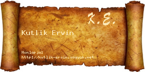 Kutlik Ervin névjegykártya